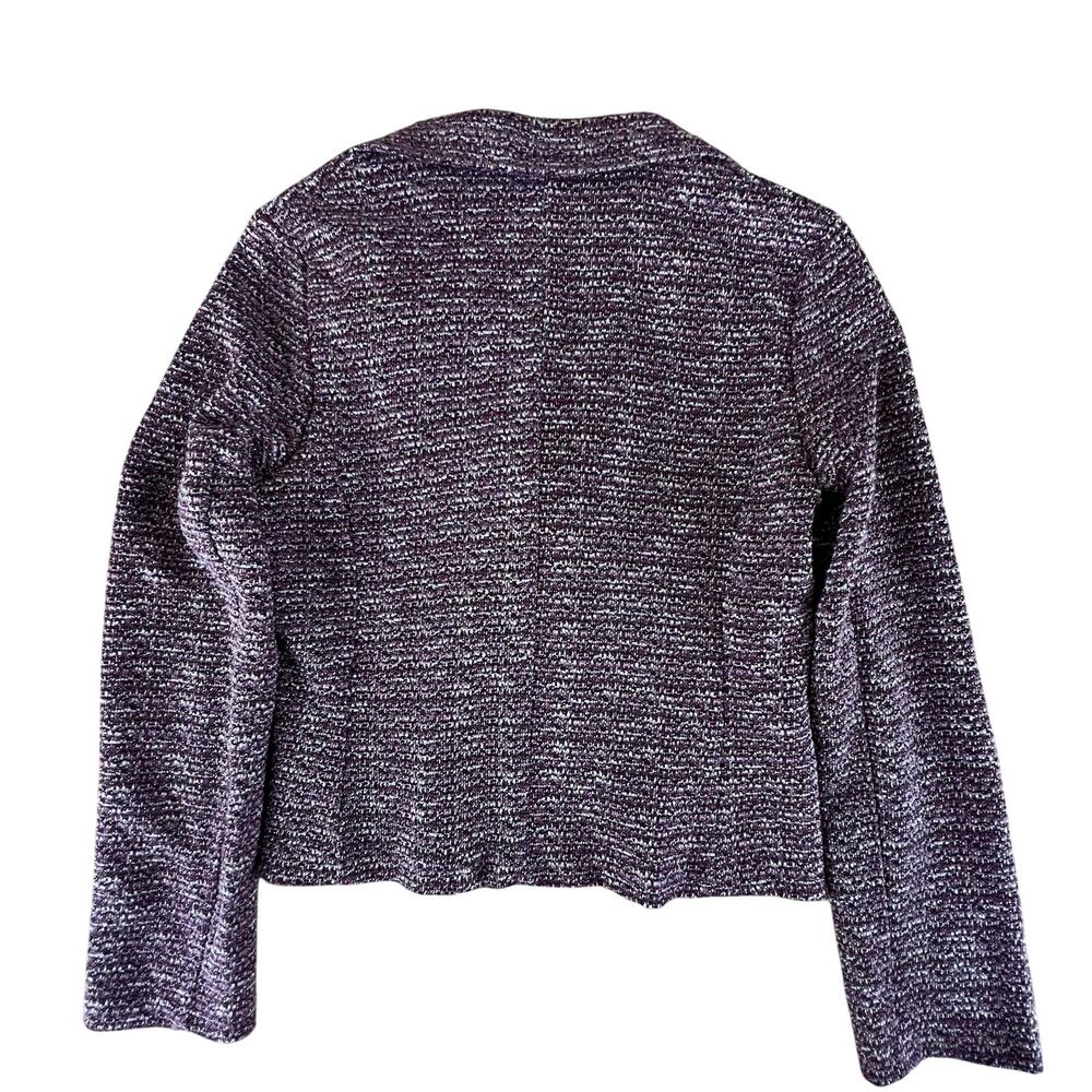 Vintage Y2K Purple Boucle Jacket L Metallic Blazer Cropped Sparkle Flower Pin - Picture 7 of 12